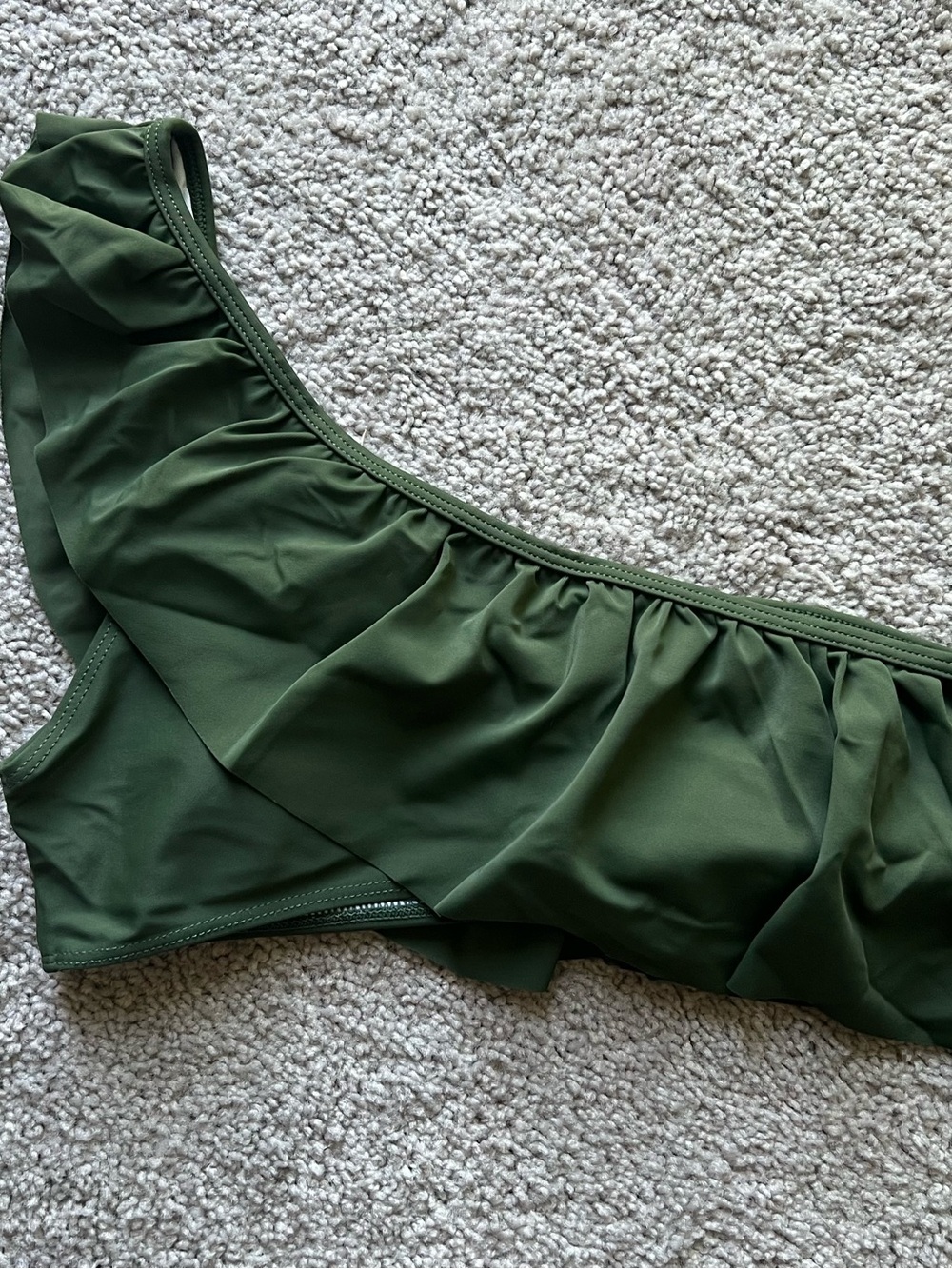 Olive Green One-Shoulder Ruffle Bikini Set - Picture 7 of 7